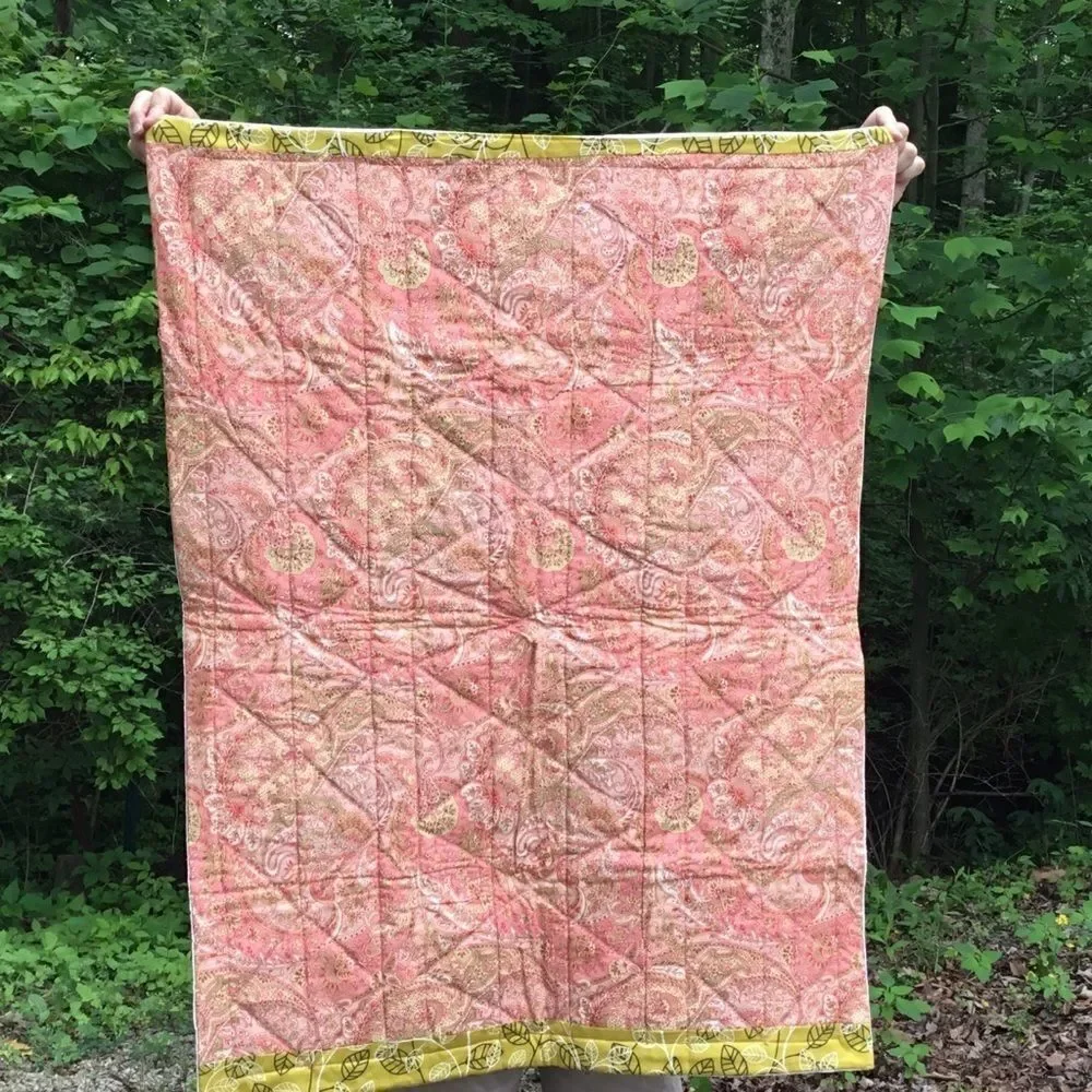 NWT Hand Crafted Orange, Yellow & Greens Quilt